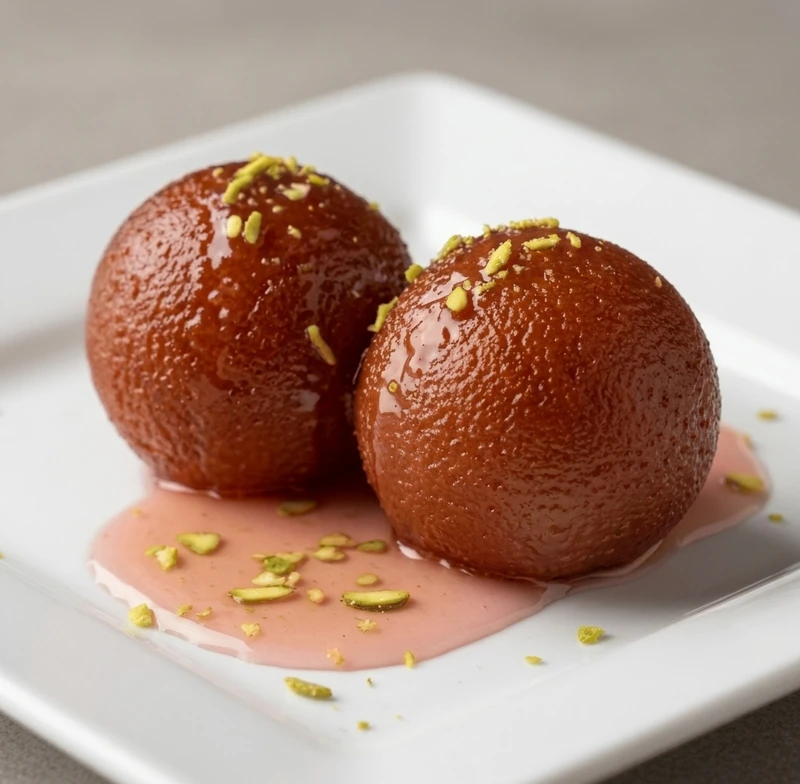 Gulab jamun dessert at Ambala Chaat House in Edmonton, AB