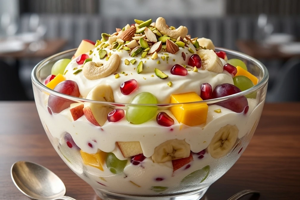 Chilled fruit cream dessert at Ambala Chaat House in Edmonton, AB